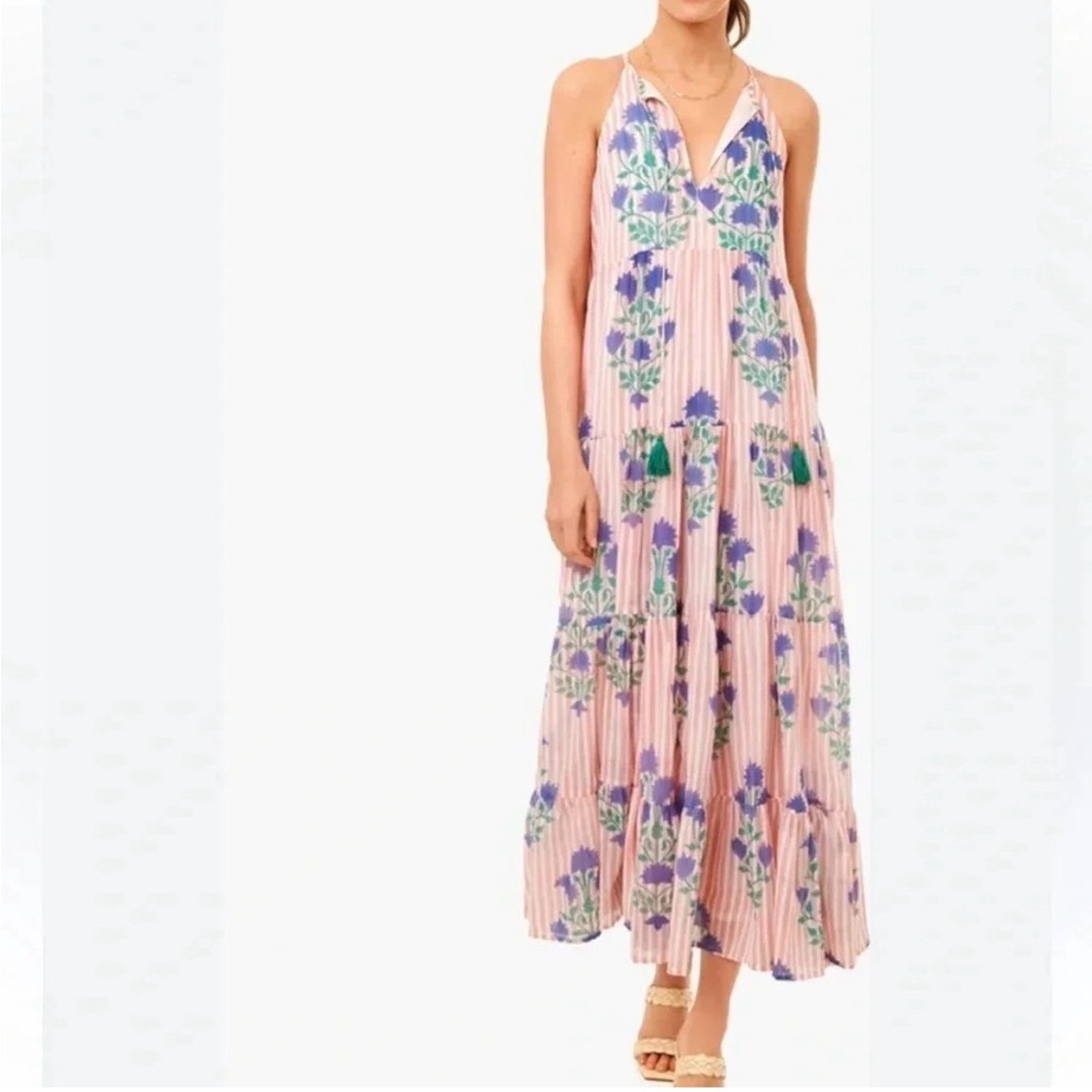 Oliphant Pink and Purple Floral Maxi Dress